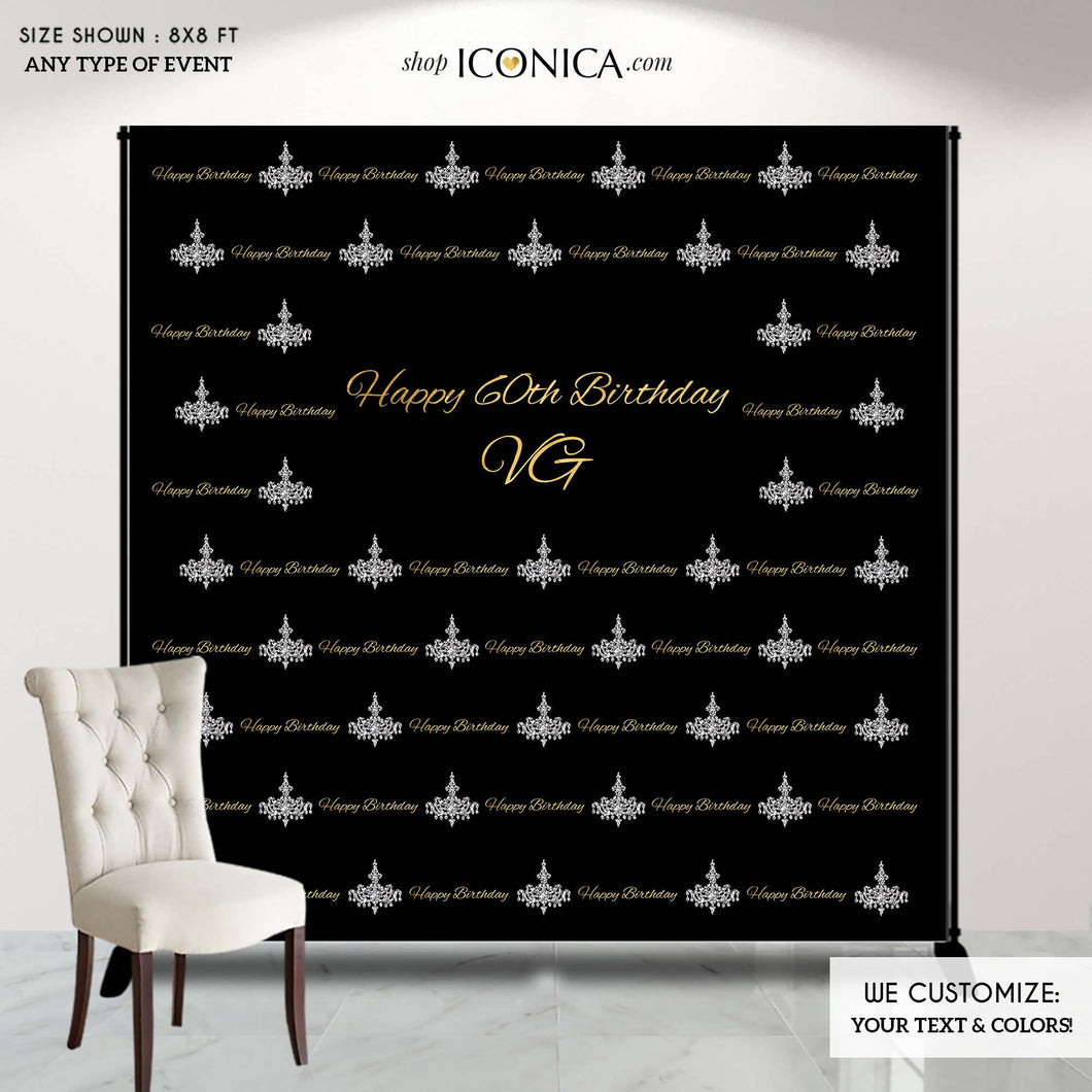 Birthday Photo Booth Backdrop Personalized, Milestone Birthday Backdrop , 60th Birthday Backdrop,Step And Repeat Backdrop,Any age Printed BBD0010