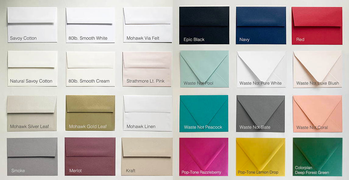 Upgrade your Invite purchase to Colored A7 Envelopes - Set of 10 - Add-On for any ID Invitations or Thank You Card