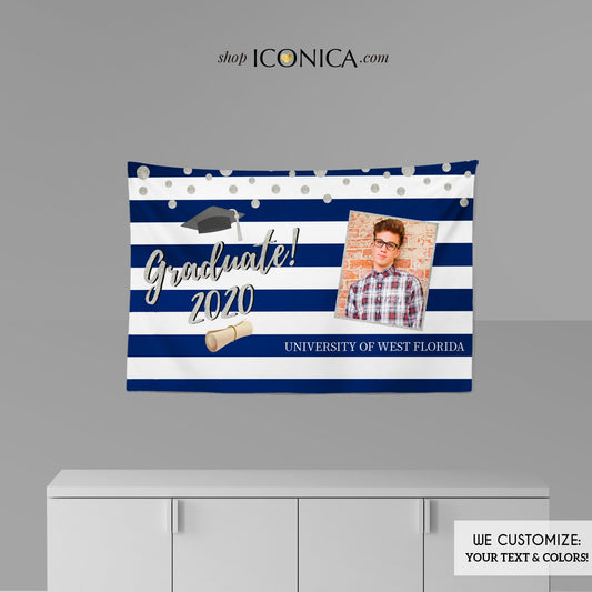 Graduation Photo Banner Personalized, Graduation, School Colors, Grad Eco-Friendly Non-Glare,Any type of Event BGR0005
