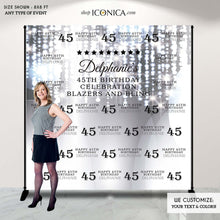 Load image into Gallery viewer, Silver Birthday Photo Booth Backdrop, Step and Repeat Backdrop, Milestone Birthday Backdrop, Holiday Party, Silver Birthday Backdrop, Printed BBD0131
