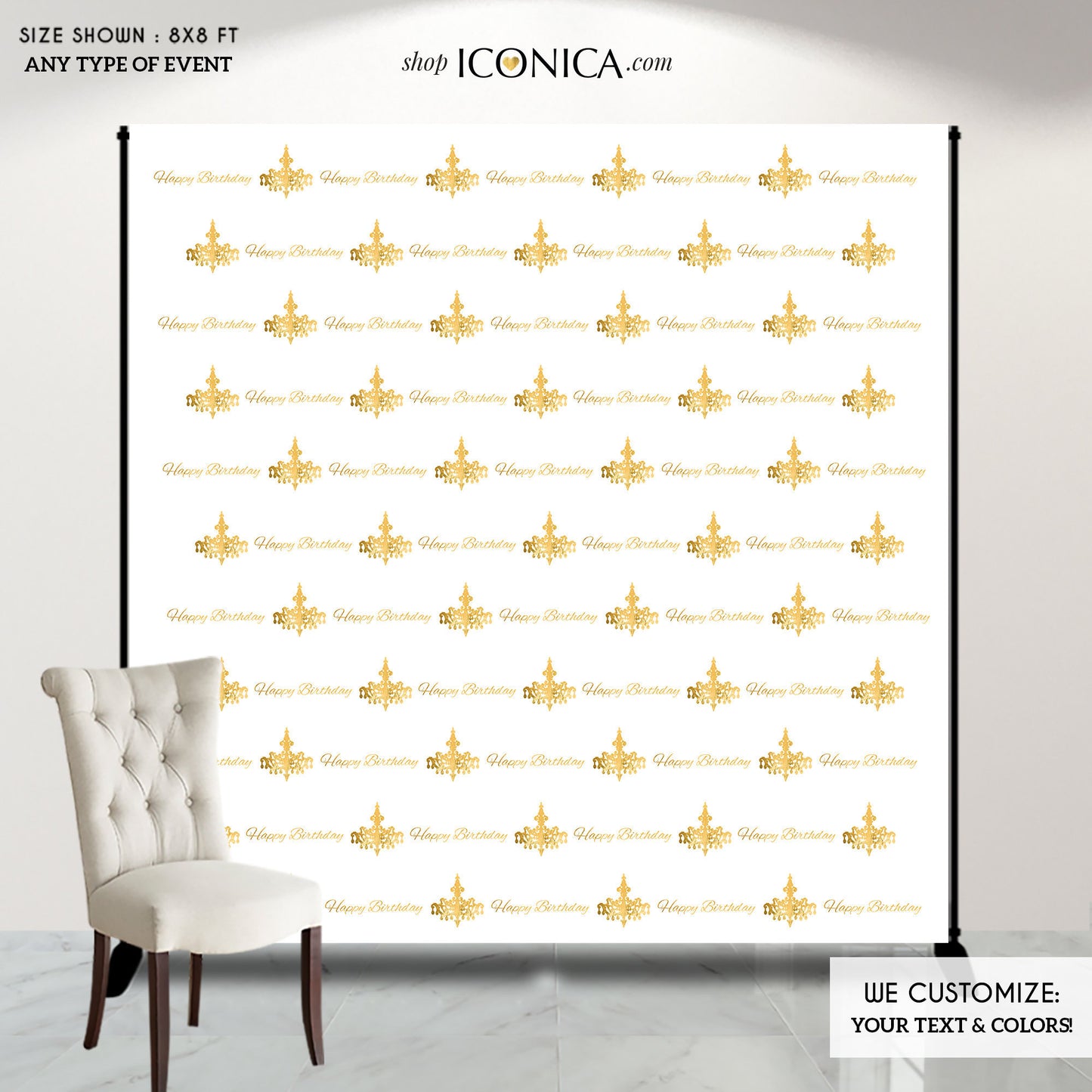 Happy Birthday Photo Booth Backdrop, Custom Step And Repeat Backdrop, Any Wording,Printed Or Printable File Free Shipping BBD0103
