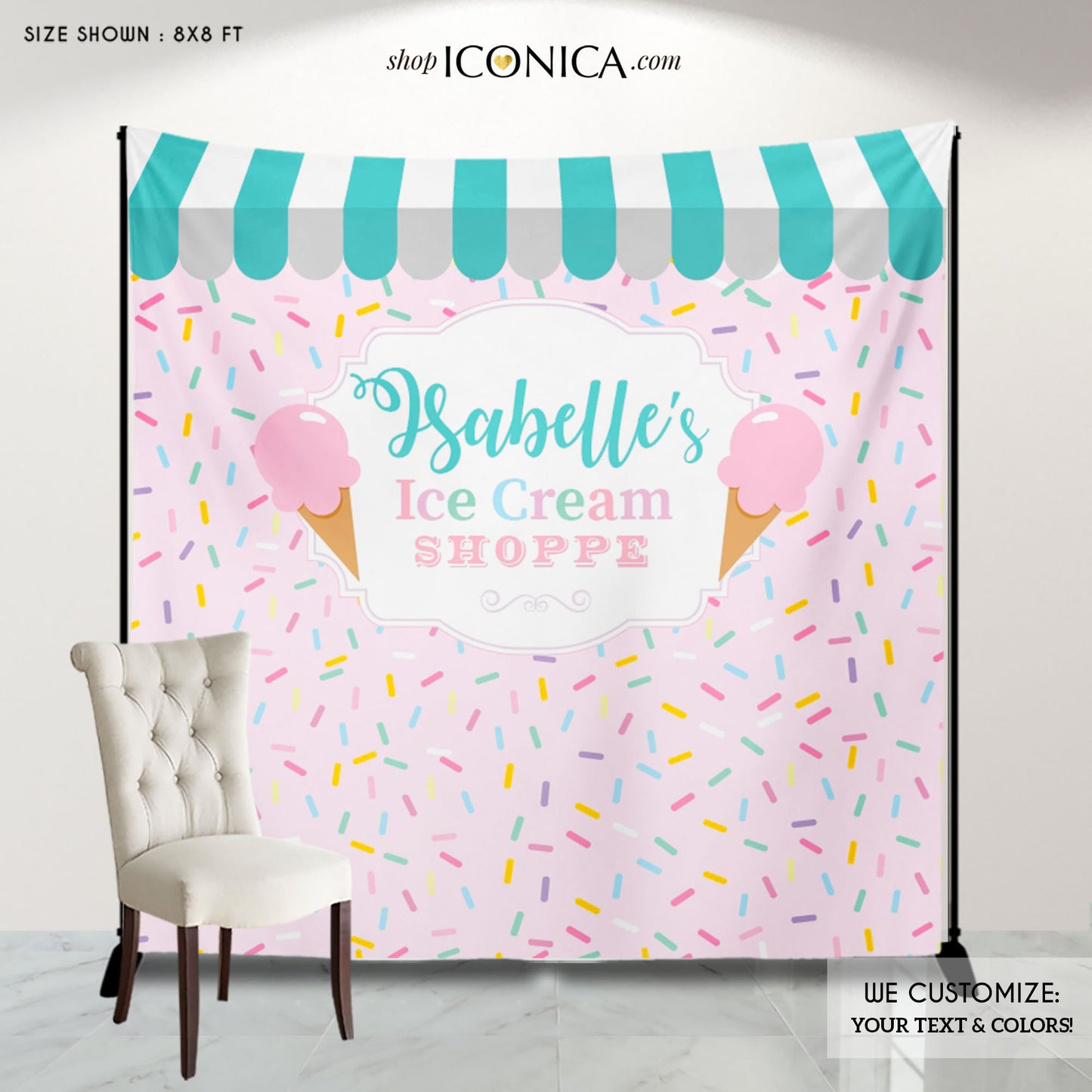 Ice Cream 1st Birthday Party Backdrop, Ice cream First Birthday, Ice Cream Party Decor,Sprinkles Party, Printed