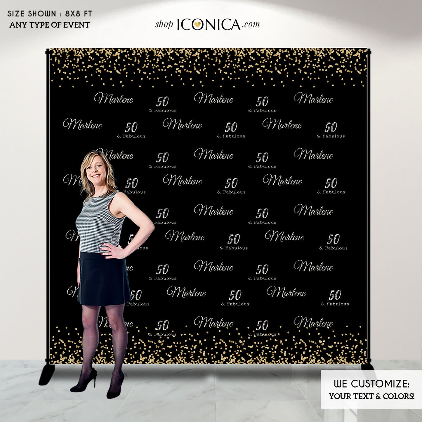 50 Birthday Photo Booth Backdrop, 50th Birthday Party Backdrop, Fifty Photo Booth Backdrop, Milestone Birthday Backdrop, Printed BBD0110