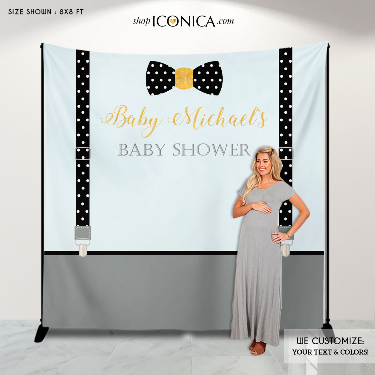 Little Man Backdrop,Mustache Party Backdrop Boys Baby Shower Backdrop Bowtie Banner Any Color, Any Event Printed Or Printable File