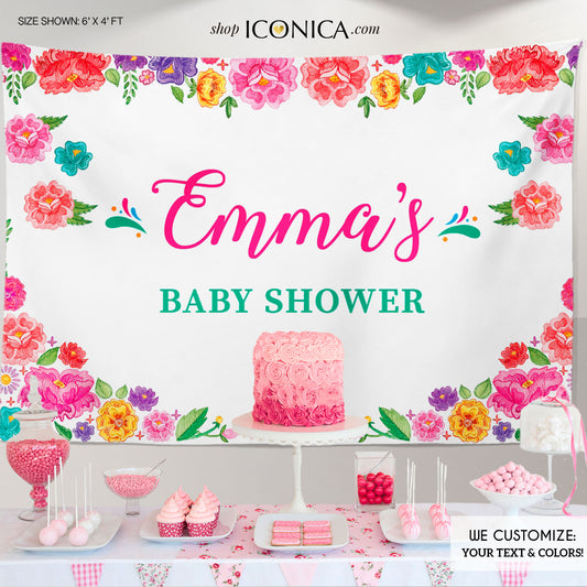 Cinco de Mayo Backdrop, Fiesta theme Baby Shower,Fiesta Bridal Shower, Floral Mexican Theme, Let's FIESTA Banner, Printed
