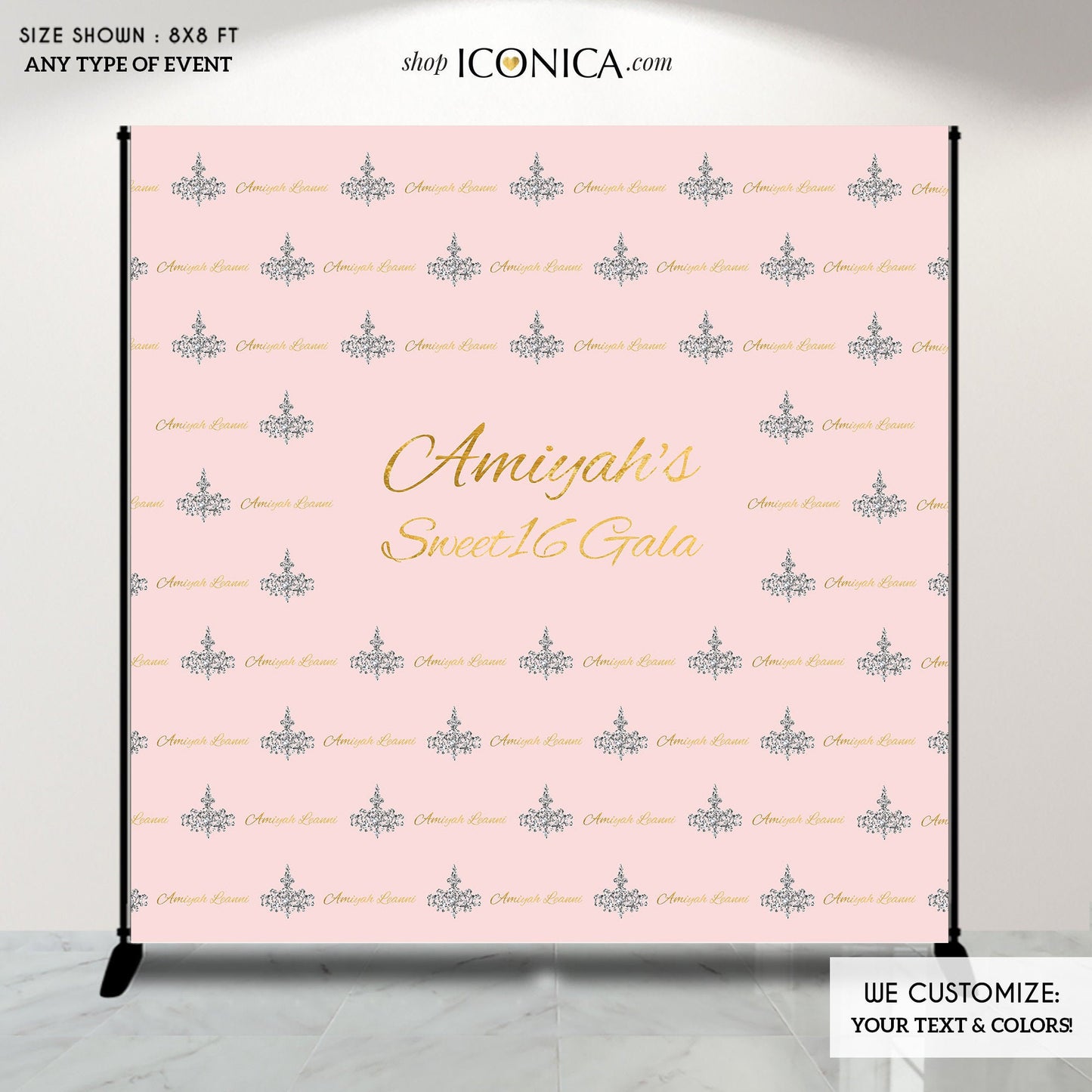 Sweet Sixteen Party Backdrop, Sweet 16 Photo Booth Backdrop or any age, Step and Repeat Backdrop, Printed BBD0072