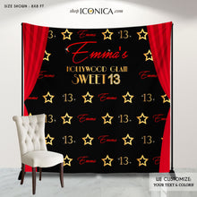 Load image into Gallery viewer, Hollywood Party Backdrop,Personalized Movie Star backdrop,13 Birthday Step And Repeat, Red carpet Photo Booth,Printed Or Printable BBD0105
