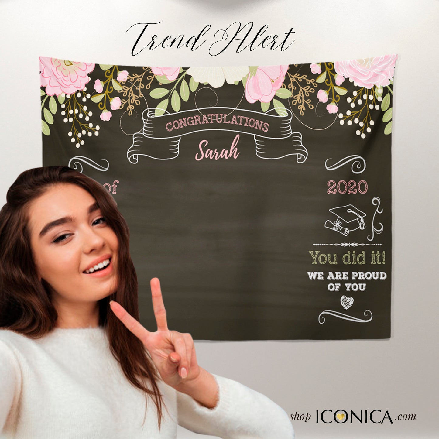 Virtual Graduation Photo Backdrop, Drive-by Graduation Garage Door Banner, Congrats Grad, Banner Printed Or Printable File BGR0004
