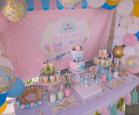 Ice Cream Parlor Backdrop, First Birthday, Banner, Ice Cream Party Backdrop, Ice Cream, Gelato, Printed BBD0133