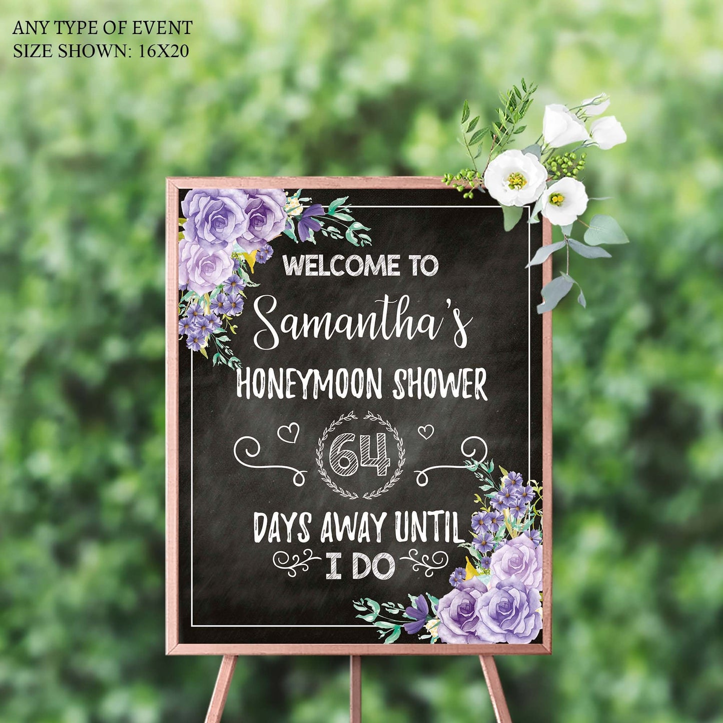 Bridal Shower Welcome Sign Floral ,Honeymoon Shower Chalkboard Poster,Wedding Poster,Wedding Chalkboard,Printed Or Printable File SWBR002