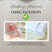 Load image into Gallery viewer, Custom Fabric Backdrop, Fabric 8 oz Wedding Photo Backdrop, Any Color, Any text, Birthday Parties, Bridal Showers, Corporate, Baby Shower, A la carte
