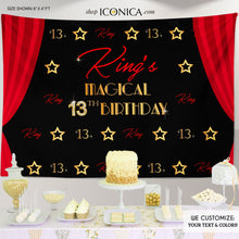 Load image into Gallery viewer, Magical Birthday Backdrop,Magic Show Party Decor,Hollywood Party Personalized Banner,Movie Star backdrop 13 Birthday Step And Repeat BBD0105
