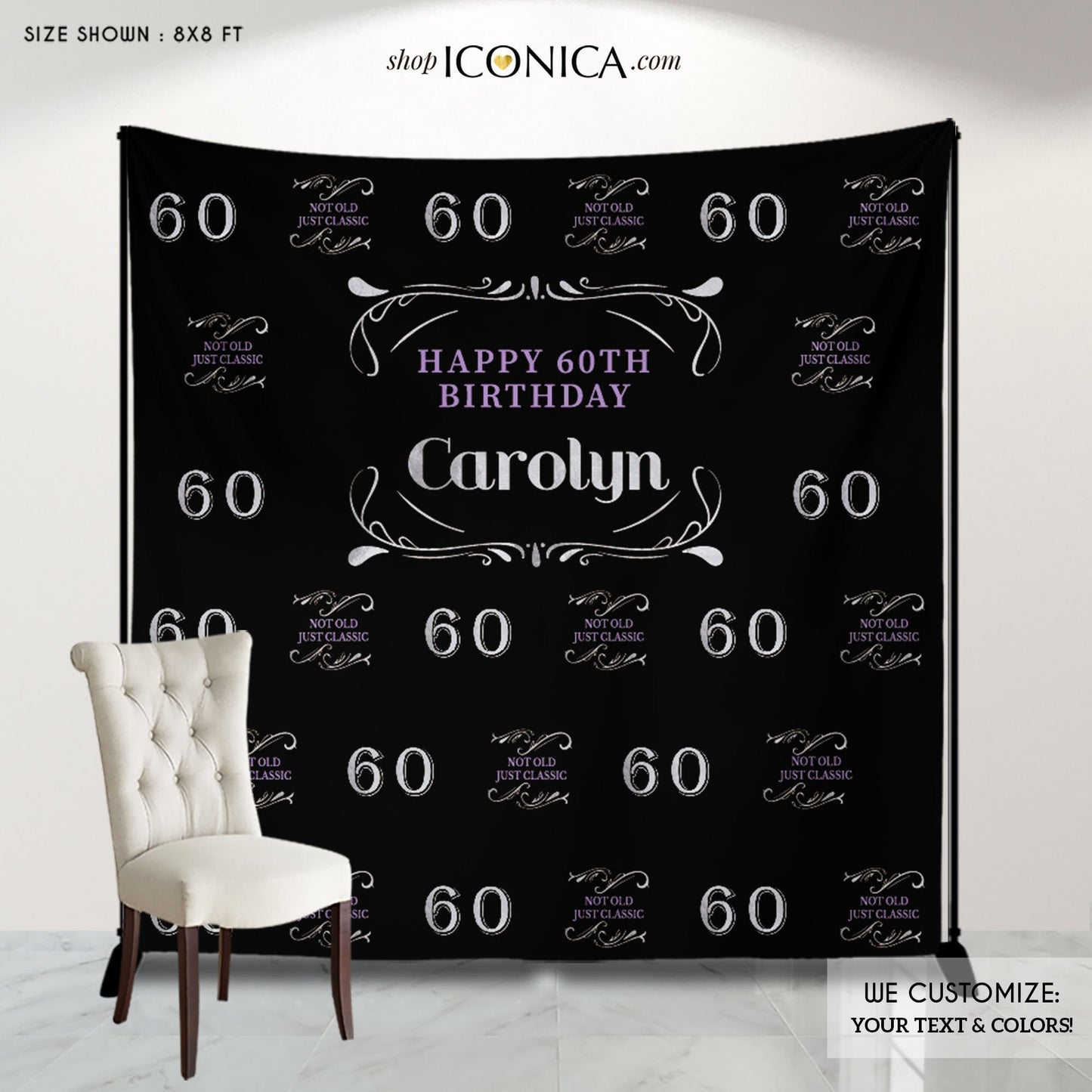 50th Birthday Backdrop, Not old just classic, Aged to Perfection Custom Step And Repeat Backdrops, Milestone Birthday Backdrop ,Personalized birthday, BBD0126