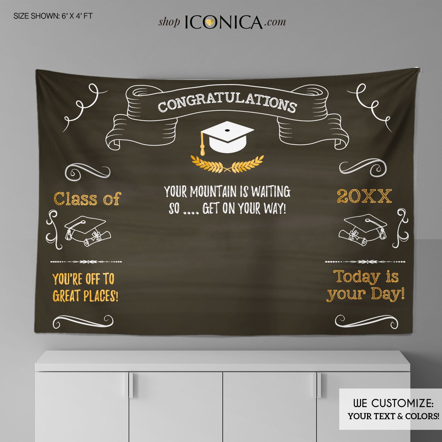 Graduation Photo Banner Personalized, Graduation, School Colors, Grad Fabric Backdrop Eco-Friendly Non-Glare, Any Event BGR0016