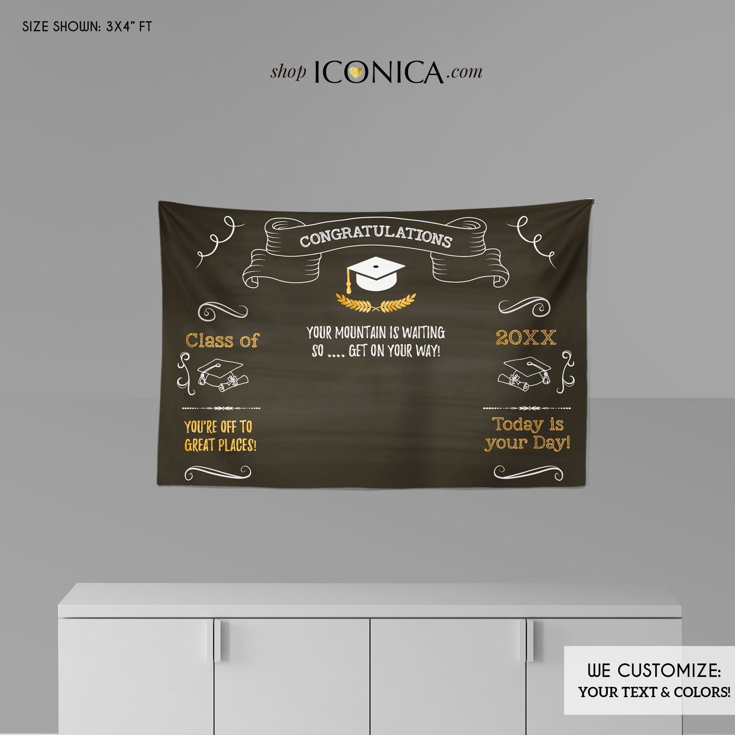 Graduation Photo Banner Personalized, Graduation, School Colors, Grad Fabric Backdrop Eco-Friendly Non-Glare, Any Event BGR0016