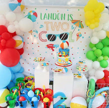 Load image into Gallery viewer, Pool Party, Pool Birthday Photo Booth Backdrop, TWO Cool party decoration, Personalized Summer Step and Repeat , Swimming Bash, Any Age
