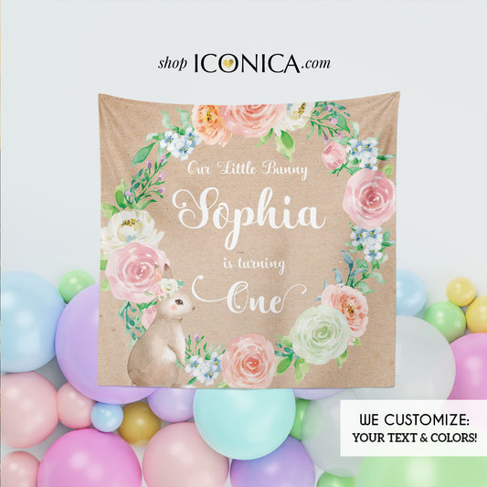 Bunny Party Backdrop, Some Bunny is One decor, Spring Parties,  Easter Bunny Decor, Personalized First Birthday Decor, Any type of event IBD0055