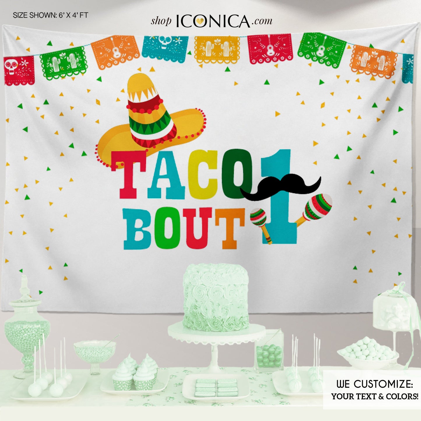 Fiesta themed 1st Birthday Backdrop,Cinco de Mayo Decorations,Taco about 1 Backdrop,UNO Fiesta Decorations, Printed or Printable File