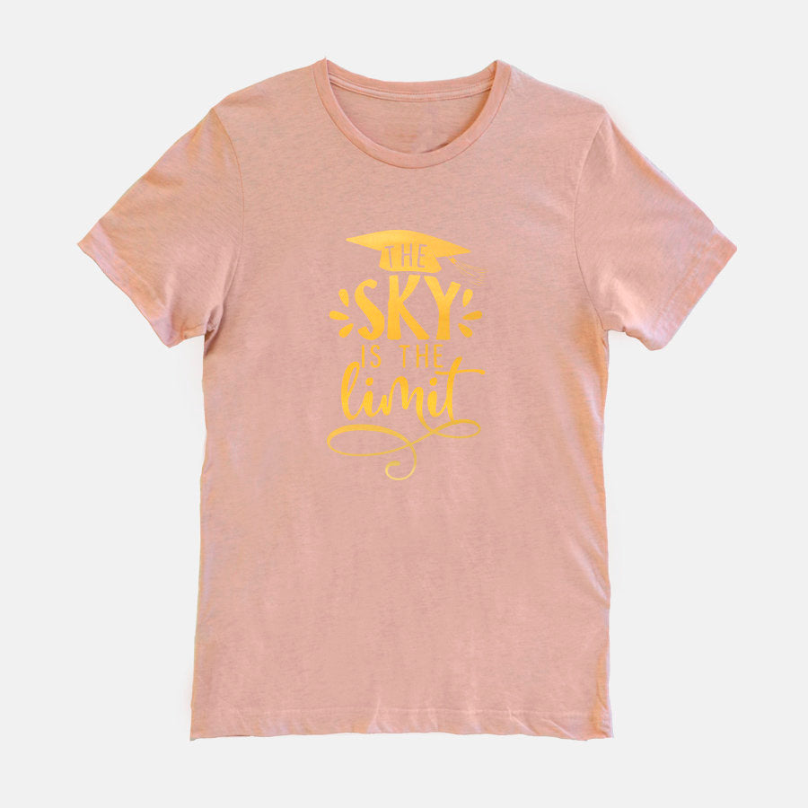 Graduation Peach Shirt Class of 2023 Real Foil Shirt Inspirational Tee Shirts Unisex T-shirt Comfortable Fashionable Stylish Made in USA