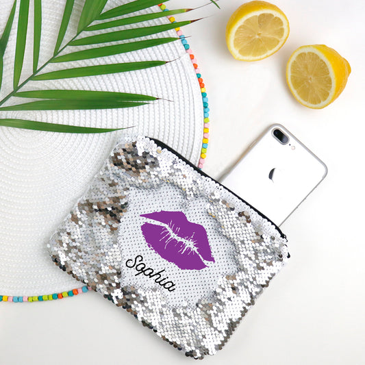Makeup Cosmetic Bag Personalized Sequin Reversible Cosmetic Bag Flippy Makeup Bag CUSTOM NAME Best Friend Gift Bridesmaid Gift,Gift for Her