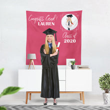 Load image into Gallery viewer, Graduation Party Backdrop, Grad Party, Graduation, Grad, Graduate Banner, Chevron, Printed BGR0001

