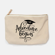 Load image into Gallery viewer, Pencil Case Canvas The adventure begins,Motivational Pencil Case Quote pencil case,CUSTOM case Best Friend Gift Graduation Gifts
