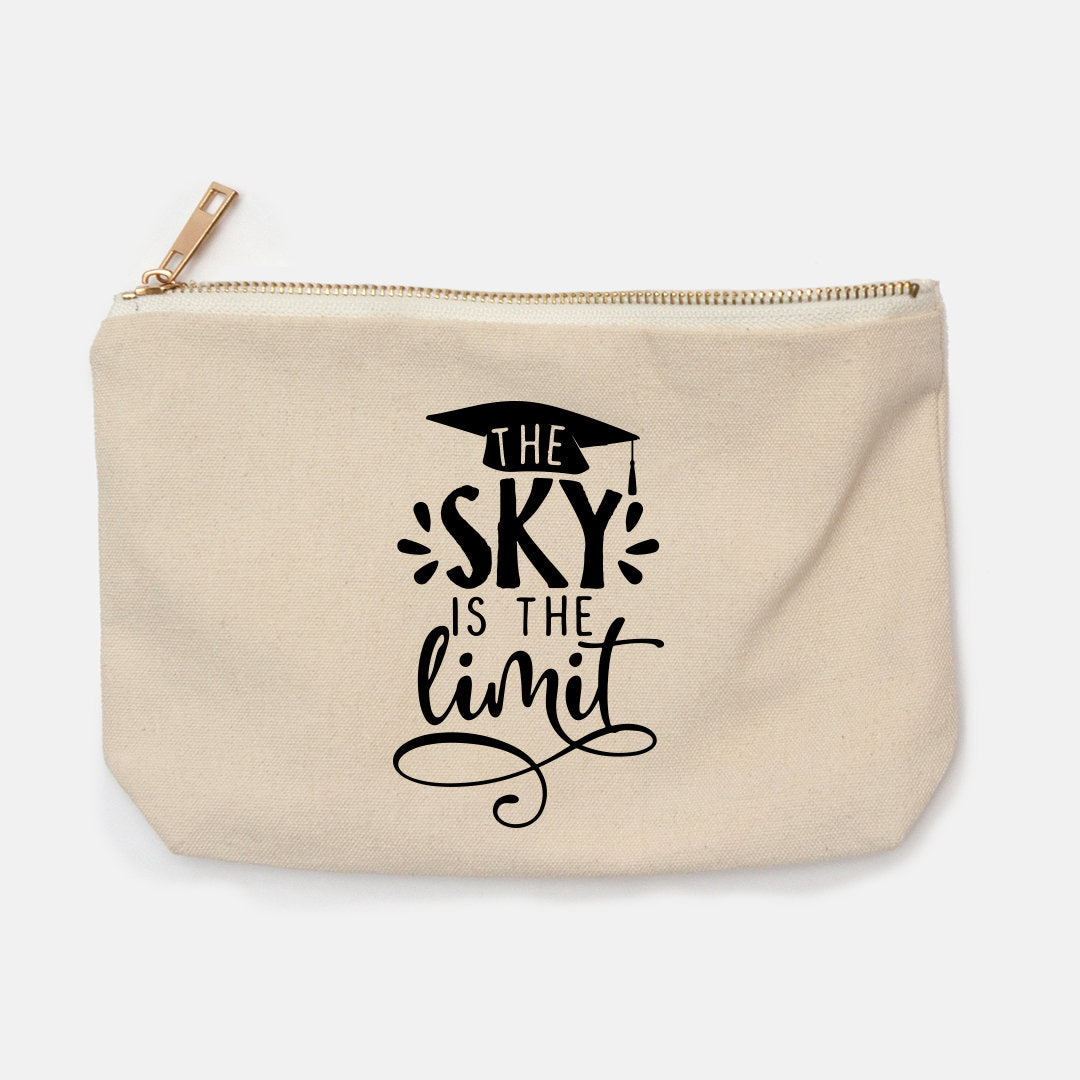 The Sky is the Limit Pencil Case Canvas,Motivational Pencil Case Quote pencil case,CUSTOM Text available Best Friend Gift Back to School