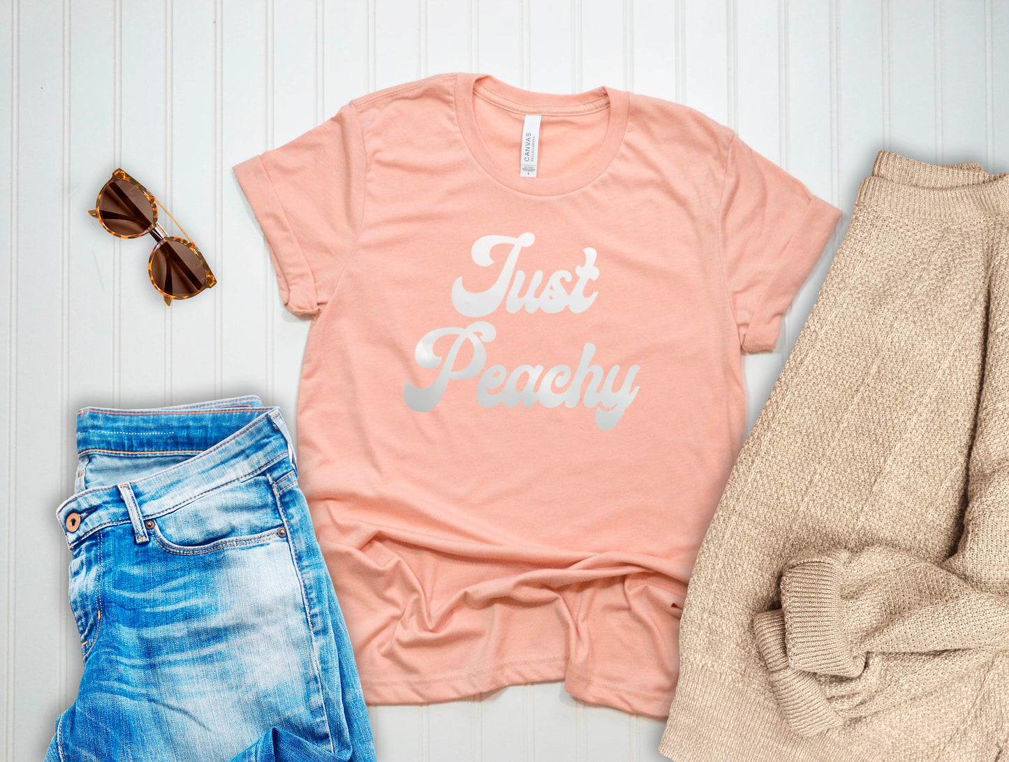 Just Peachy Summer Tee Real Foil Peach Tee Spring Tee Peach T-Shirt Inspirational Tee Shirts Unisex T-shirt Comfortable Fashionable Stylish