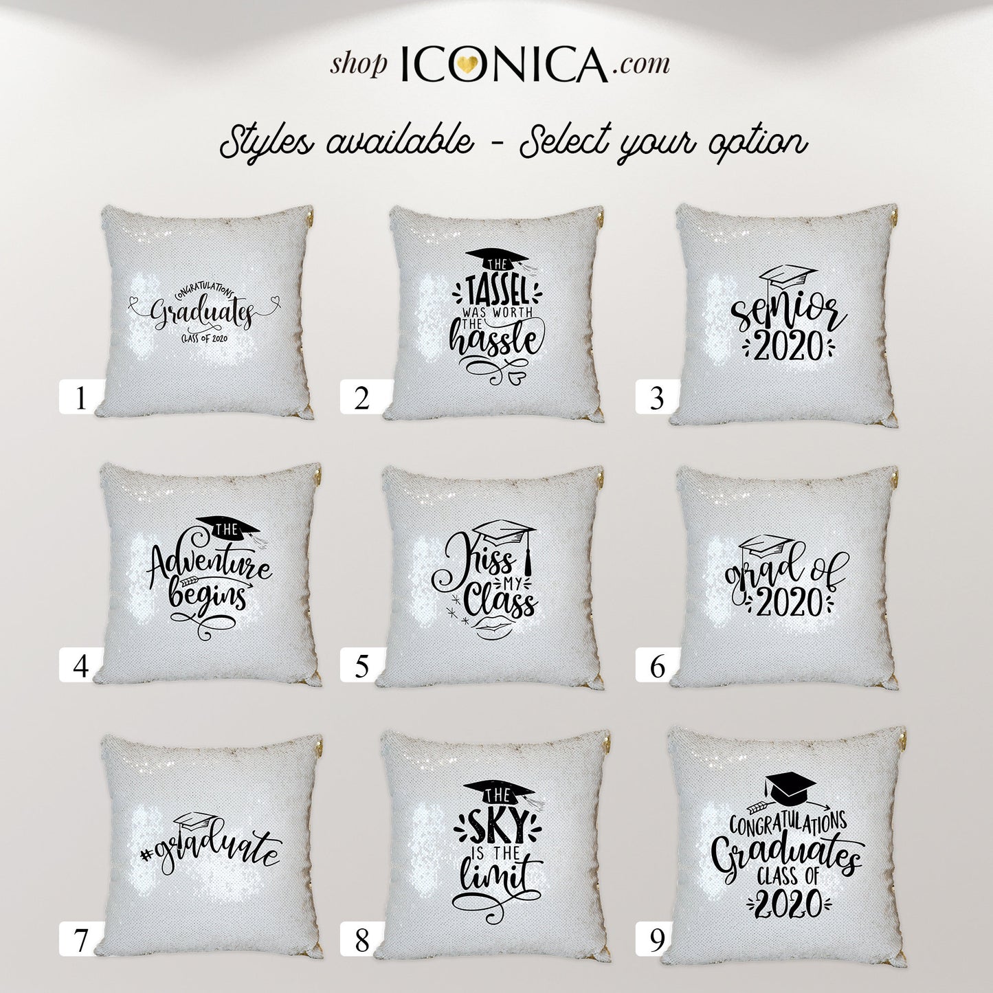 Graduation Gift Sequin Pillow Case Personalized Reveal Gift Reversible Flippy sequin Pillow Case Graduation Gift For Her-Him Birthday Gift