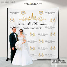 Load image into Gallery viewer, Wedding backdrop for reception Bachelorette banner Bridal shower banner Personalized Photo Booth backdrop
