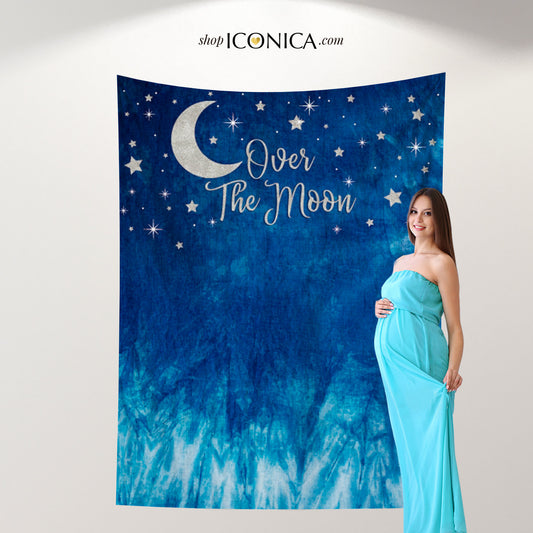 Tie Dye Baby Shower Blue Tie Dye Backdrop Boho Baby Shower Summer Baby Over the moon Baby Shower Tie Dye Tapestry Twinkle Little Star Banner