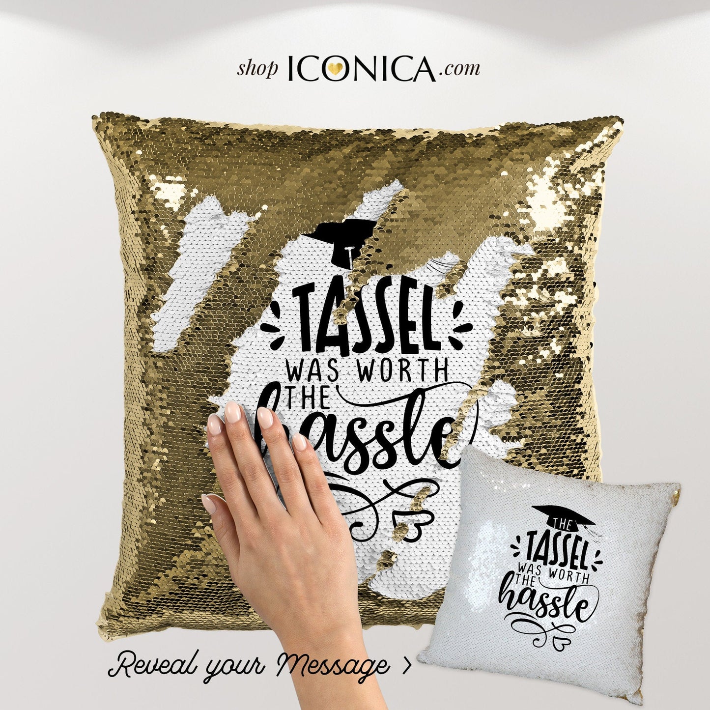 Graduation Gift Sequin Pillow Case Personalized Reveal Gift Reversible Flippy sequin Pillow Case Graduation Gift For Her-Him Birthday Gift