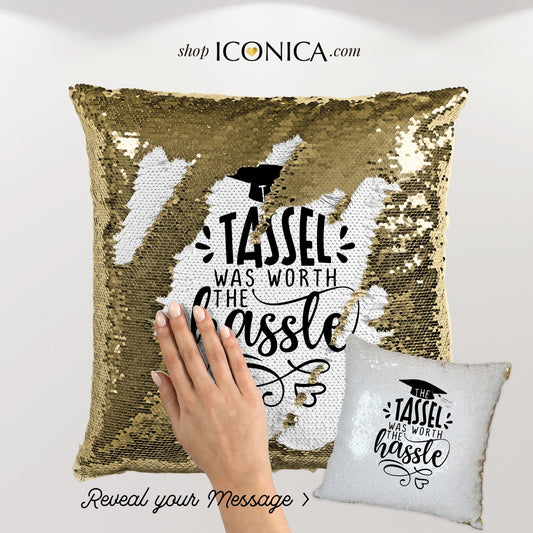 Graduation Gift Sequin Pillow Case Personalized Reveal Gift Reversible Flippy sequin Pillow Case Graduation Gift For Her-Him Birthday Gift