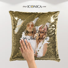 Load image into Gallery viewer, Sequin Pillow Case Personalized Reveal Gift Reversible Flippy sequin Pillow Case Graduation Gift, Gift For Her, Custom Birthday Gift
