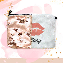 Load image into Gallery viewer, Flippy Makeup Bag Sequin Reversible Cosmetic Bag Makeup Cosmetic Bag Personalized CUSTOM NAME Best Friend Gift Bridesmaid Gift,Gift for Her
