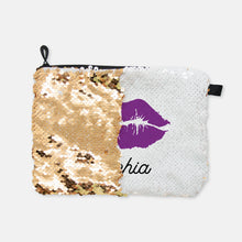 Load image into Gallery viewer, Sequin Reversible Cosmetic Bag Makeup Cosmetic Bag Personalized Flippy Makeup Bag CUSTOM NAME Best Friend Gift Bridesmaid Gift,Gift for Her
