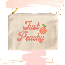 Load image into Gallery viewer, Just Peachy Pencil Case Canvas, Just Peachy Cosmetic Bag,Retro Font Fruits Makeup Bag,CUSTOM Text available Best Friend Gift Bridesmaid Gift
