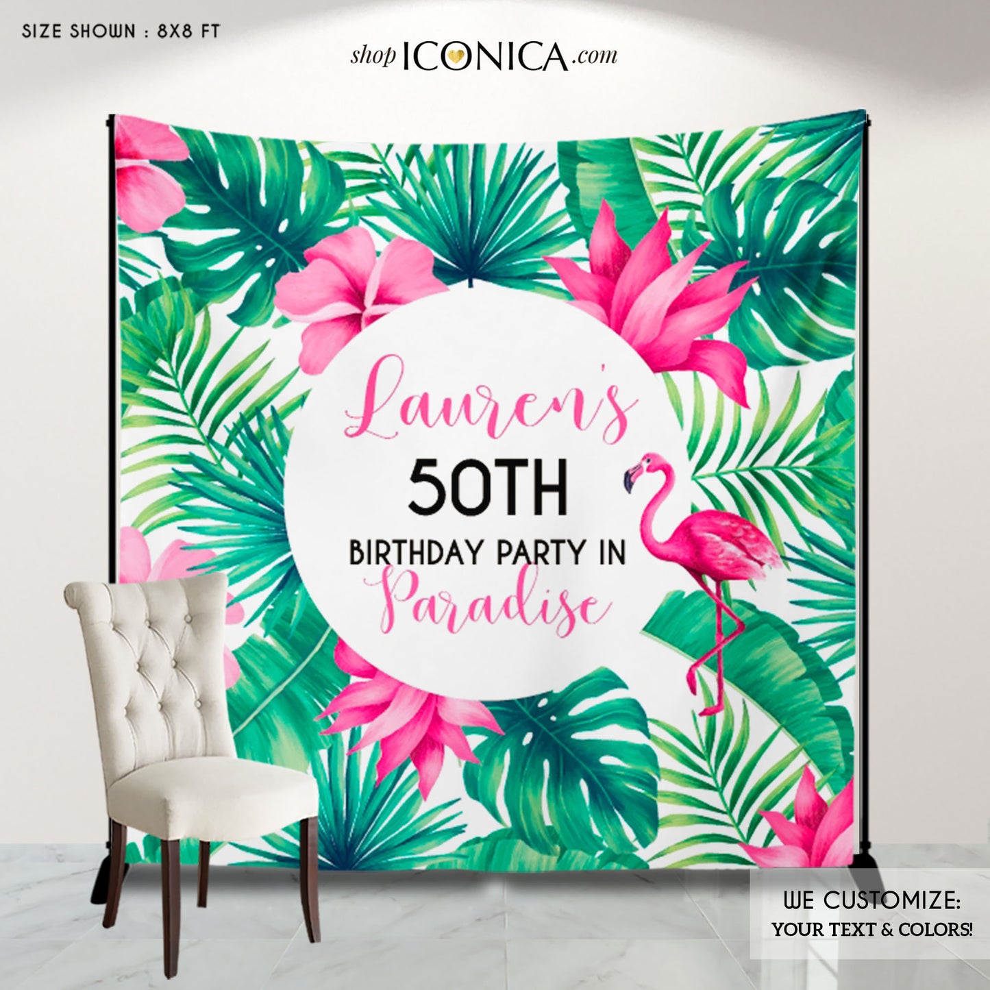 Luau backdrop,Luau party backdrop,Tropical party decor,Flamingo backdrop,Bachelorette Party Decor Summer Photo Backdrop Personalized