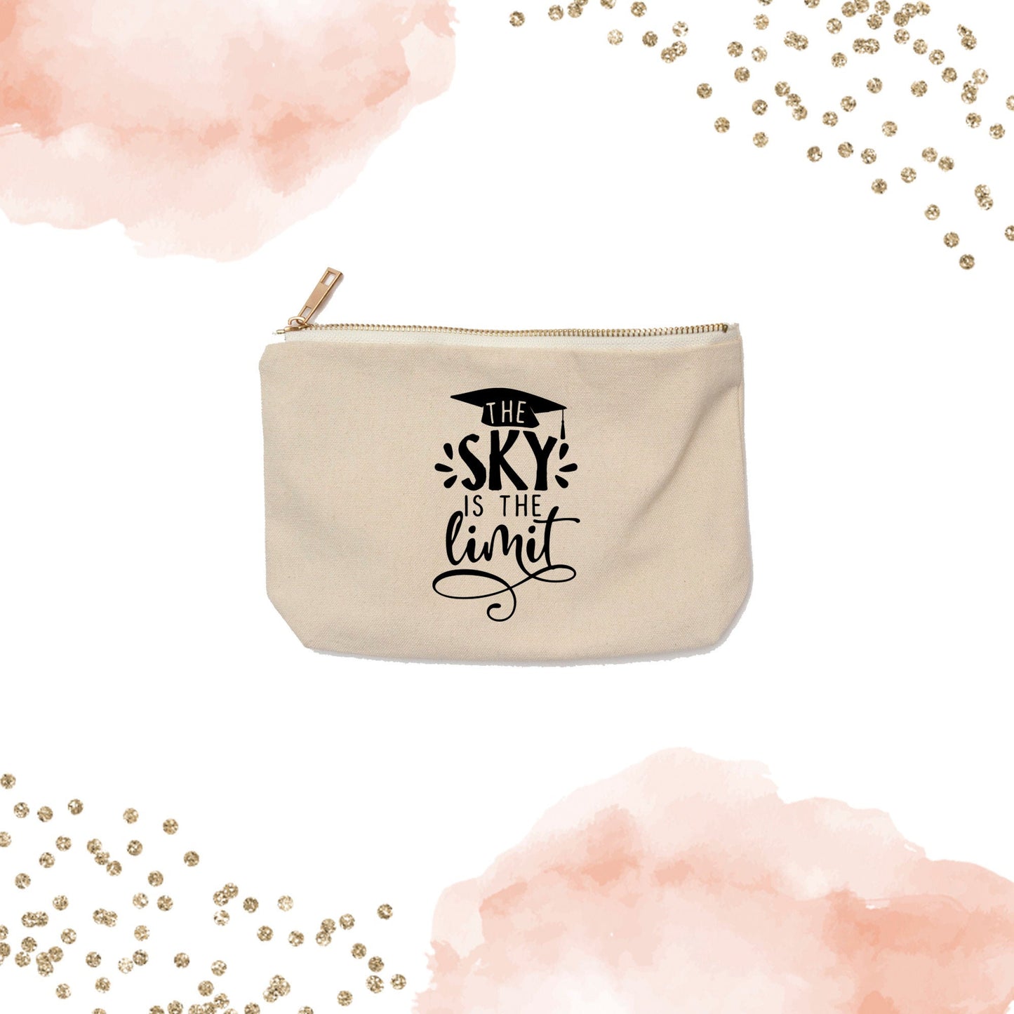 The Sky is the Limit Pencil Case Canvas,Motivational Pencil Case Quote pencil case,CUSTOM Text available Best Friend Gift Back to School