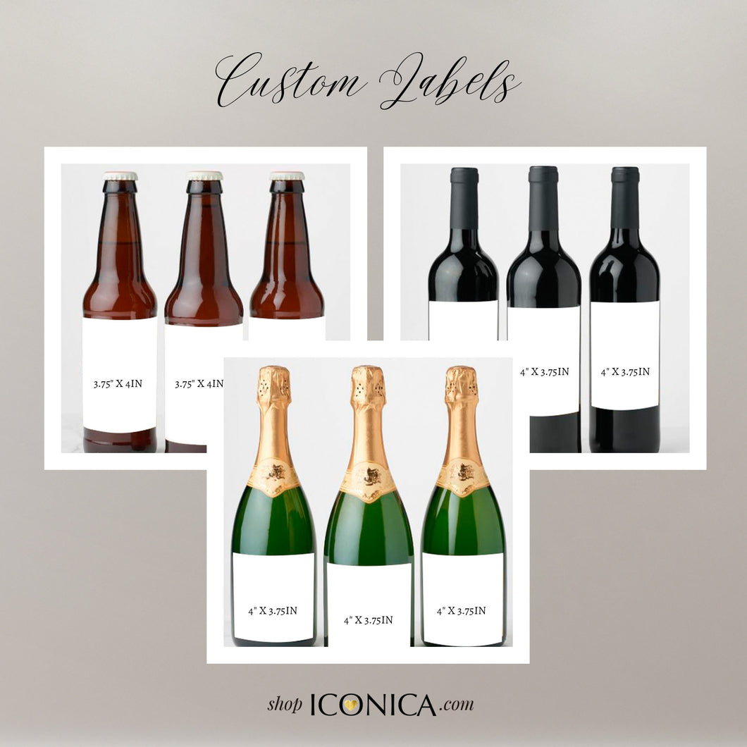 Custom Beverage Labels, Bottle wrappers || a La Carte || Wine Labels, Champagne Labels, Water Bottle Labels, Beer Labels ||  Made To Match