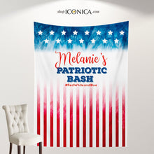 Load image into Gallery viewer, 4th of July Photo Backdrop Tie Dye 4th of july Party Decor Red 4th of july step and repeat banner Decorations Independence Day Decor
