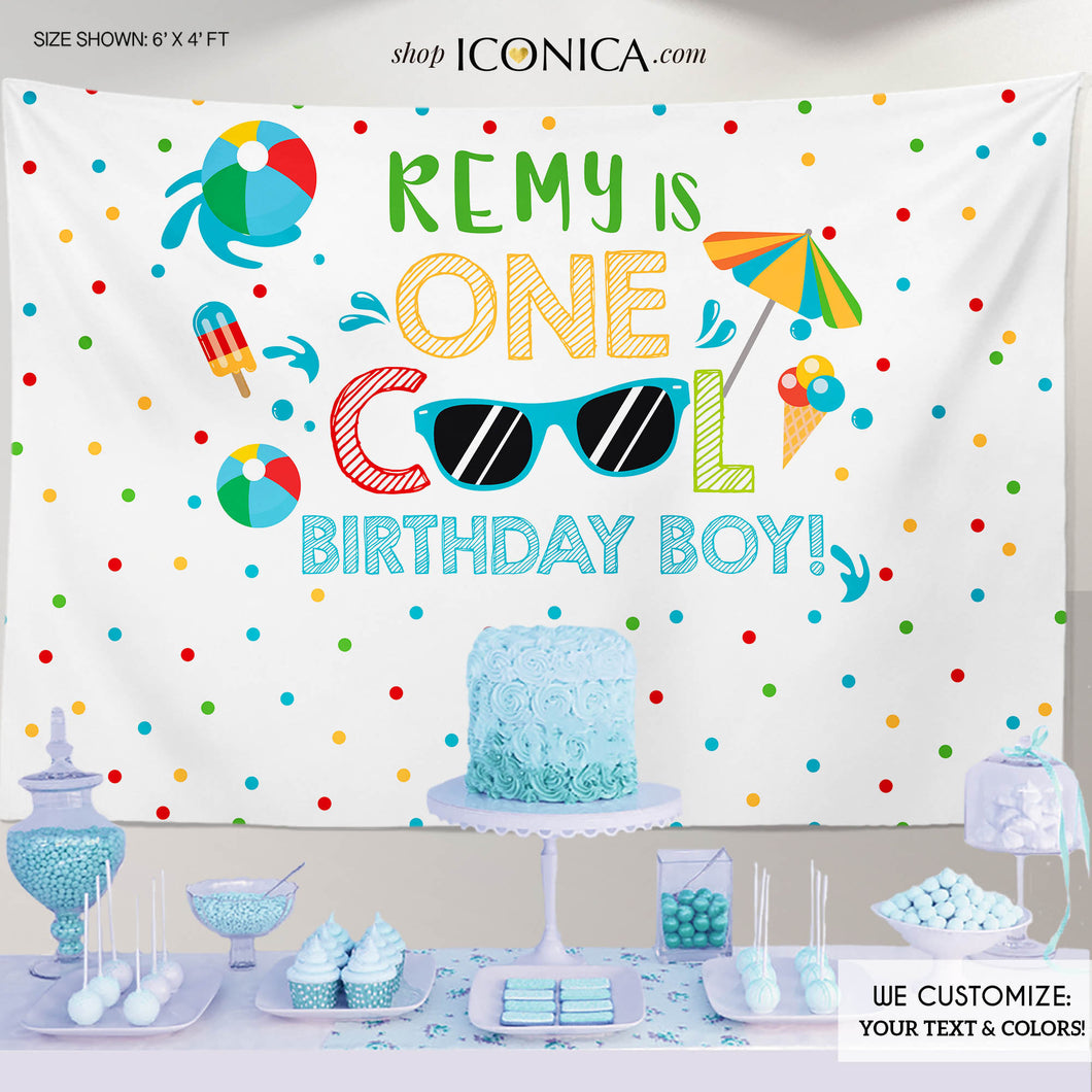 Pool party backdrop,Pool party decorations,ONE COOL Birthday Boy Decor,TWO Cool party backdrop,Personalized Summer birthday decoration