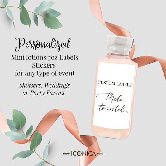 12 Personalized Labels Printed, Hand Sanitizer Labels, Lotion Labels,Antibacterial Labels 2.75 x 1.75 Inches Made to match any ID collection