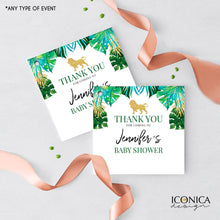 Load image into Gallery viewer, Safari Favor Tags Jungle Safari Thank You Tags Wild One Gift tags Tropical Palm Trees Favor Labels
