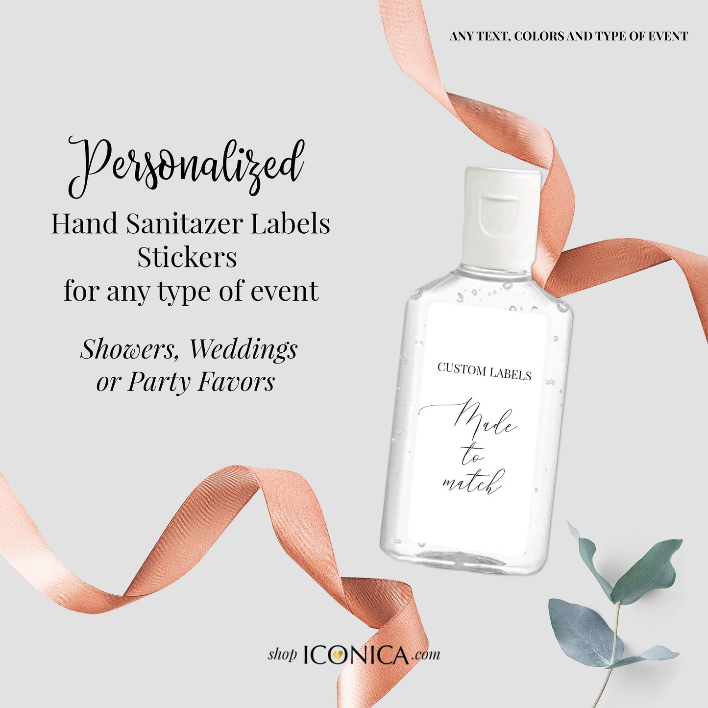 40 Personalized Labels Printed 1" w x 2"h Hand Sanitizer Labels Fits Purell 1oz In sickness and In Health labels Custom Antibacterial Labels