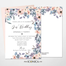 Load image into Gallery viewer, Wedding Invitation Romantic Floral Invitation Blush and Dusty Blue Floral Design Printed Cards or Electronic Invite {Chloe Collection}
