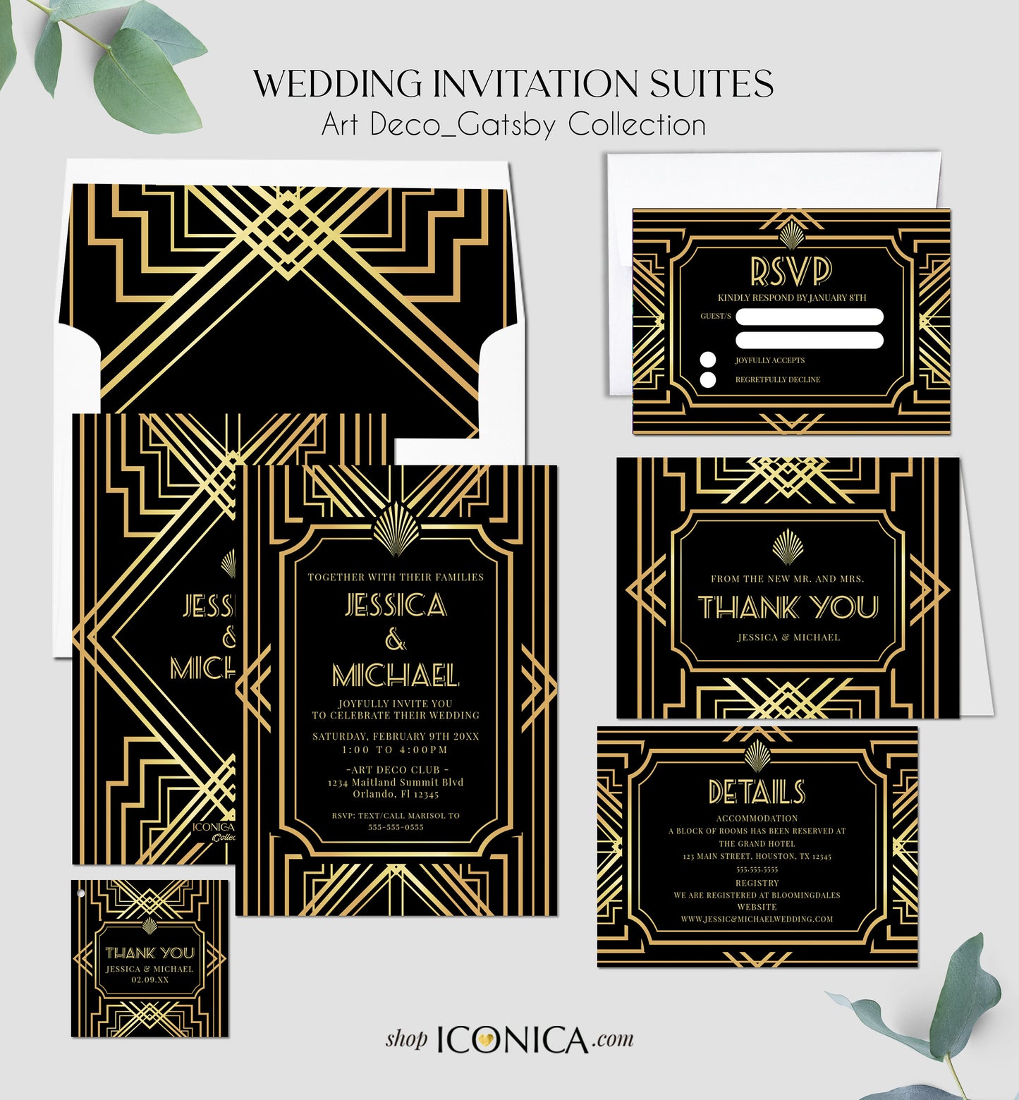 Roaring 20's Invitations Art Deco invitations, Great Gatsby Party Invitation Elegant Engagement party invitations {Gatsby Collection}
