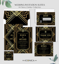 Load image into Gallery viewer, Roaring 20&#39;s Invitations Art Deco invitations, Great Gatsby Party Invitation Elegant Engagement party invitations {Gatsby Collection}
