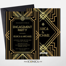Load image into Gallery viewer, Roaring 20&#39;s Invitations Art Deco invitations, Great Gatsby Party Invitation Elegant Engagement party invitations {Gatsby Collection}
