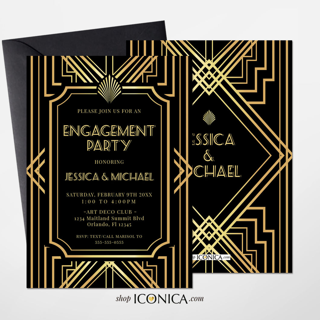 Roaring 20's Invitations Art Deco invitations, Great Gatsby Party Invitation Elegant Engagement party invitations {Gatsby Collection}
